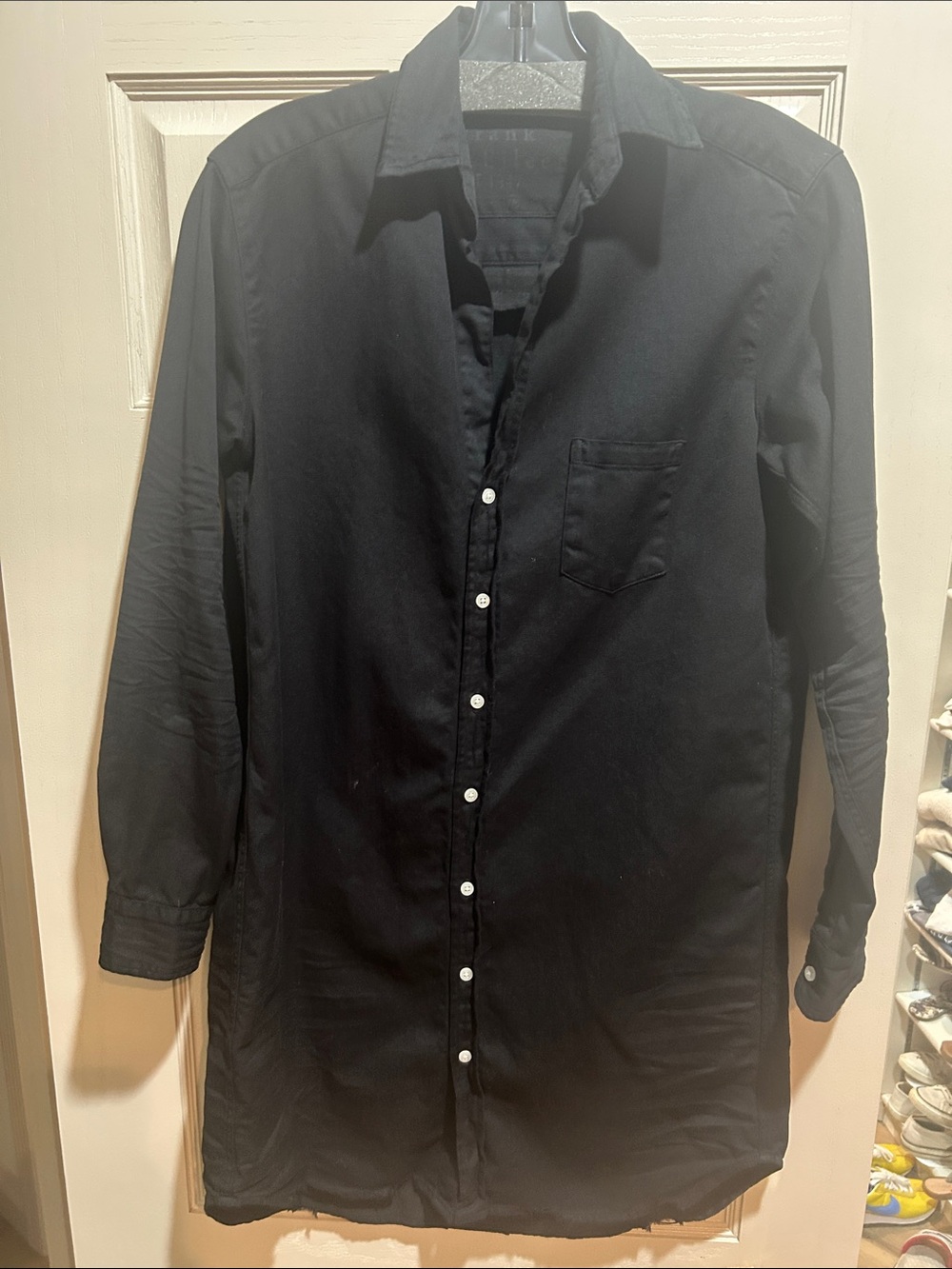 Frank and Eileen Button-Down Shirt Dress. Black